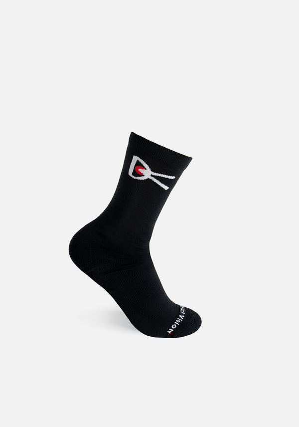 Performance Cordura Crew Socks, Black-White Logo